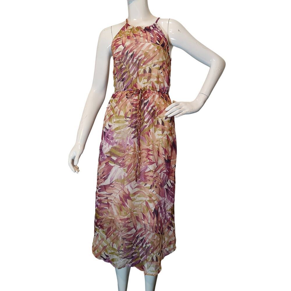 Lucky Brand Floral Halter Midi Dress XS Boho Tropical